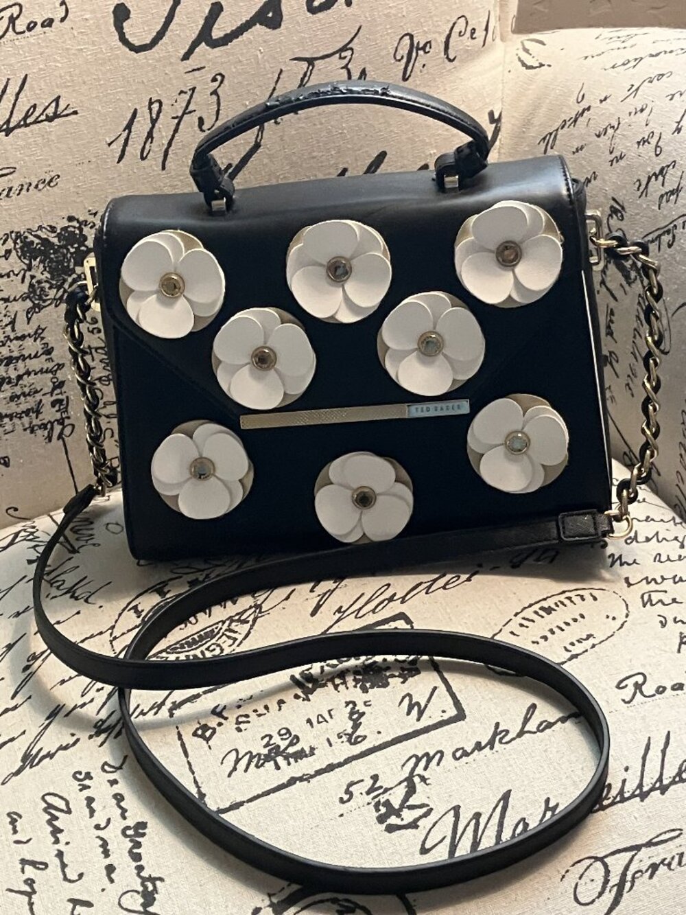 Ted Baker London "Daisii" Floral Applique Satchel/Cross Body Bag/Top Handle